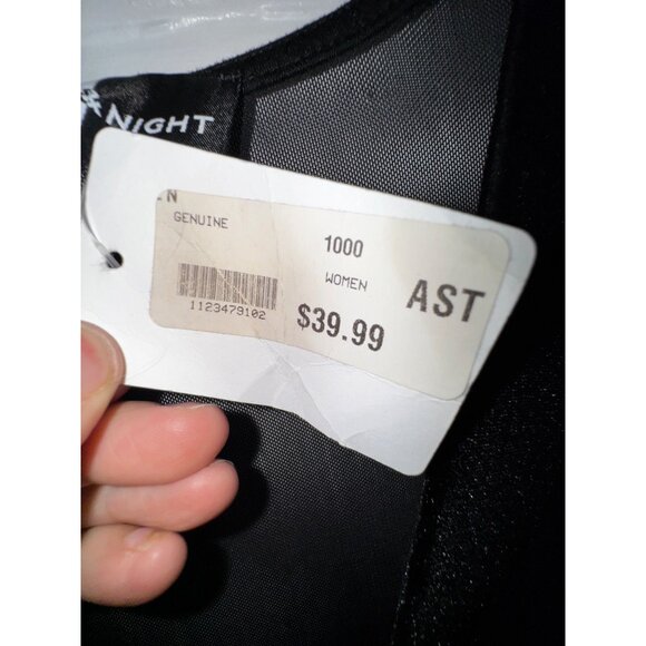 Day & Night Womens V-Neck Sheer Black Dress Medium Sexy Bodycon Velvet Trim Club - Picture 7 of 7